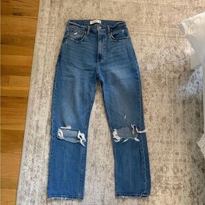 Abercrombie & Fitch Blue Distressed Ankle Jeans